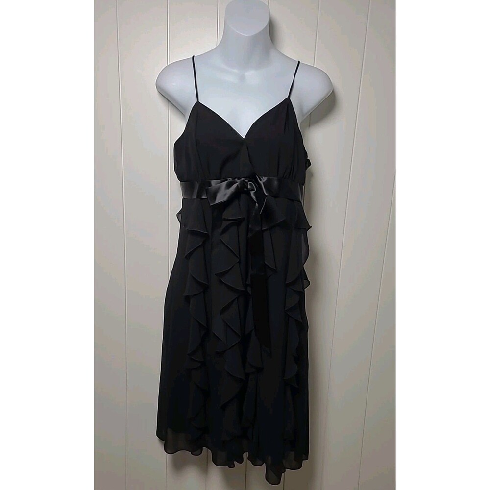 Scarlett Nite Chiffon Strappy Ruffled Tiered Dress Size 8 Black Prom Formal